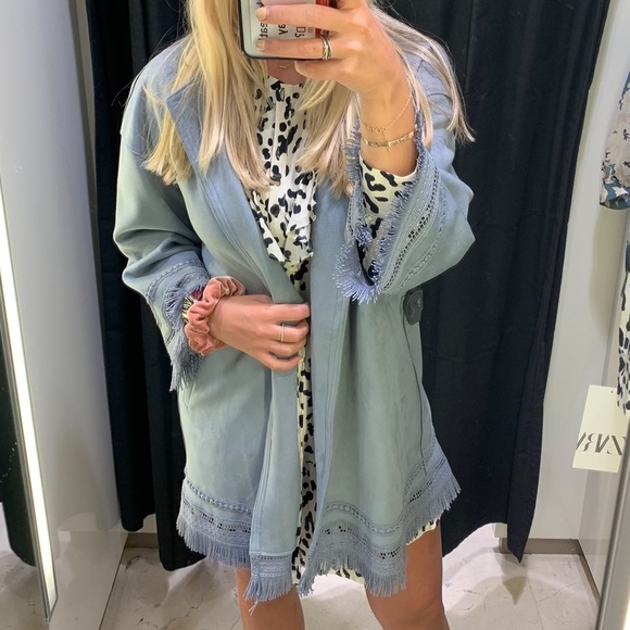 Zara Fringed Faux Suede Jacket - Picture 9 of 9